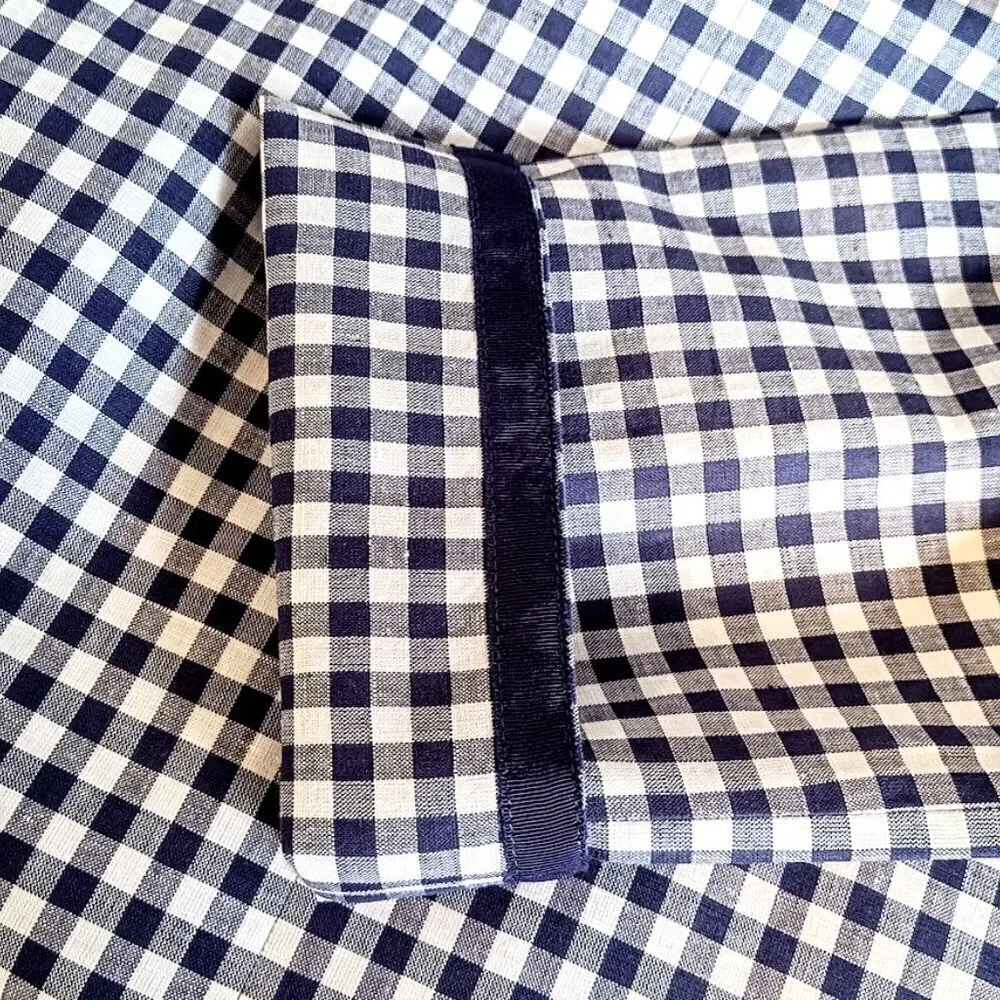 Anne Klein Navy Blue White Plaid Check Linen Cotton Blazer NWT